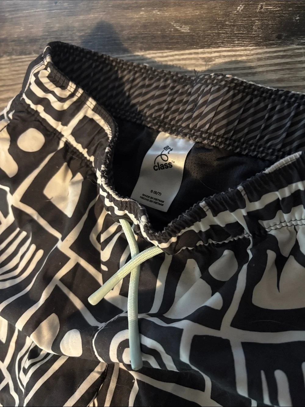 Boys swim trunks Black and white Geo Print Swim Shorts